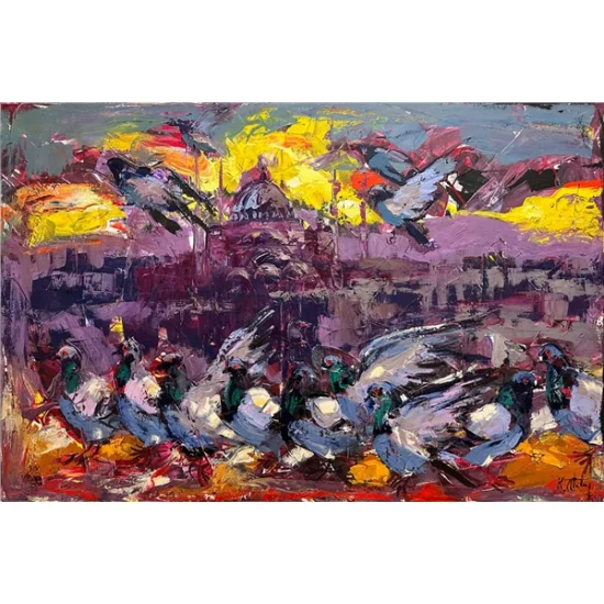 Ayasofyanın Özgür Kanatları Yağlı Boya Tablosu