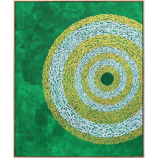 Yeşil Fonlu Ayetel Kürsi | Yağlı Boya Hat Tablo