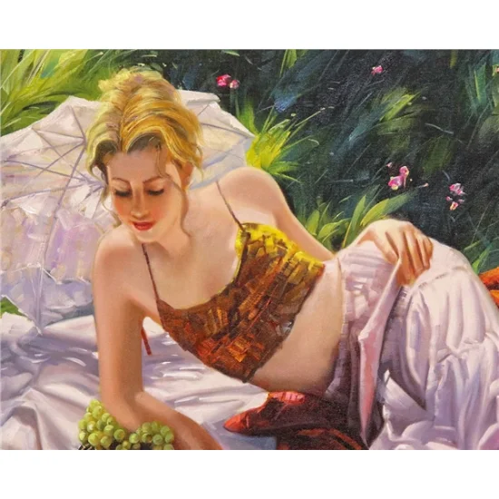 Bahçede Huzur Yağlı Boya Tablosu