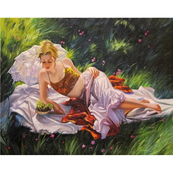 Bahçede Huzur Yağlı Boya Tablosu