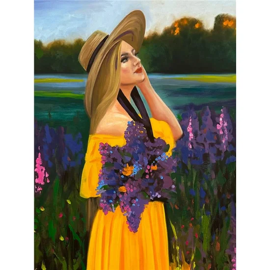 Bahçede Kadın Yağlı Boya Tablosu