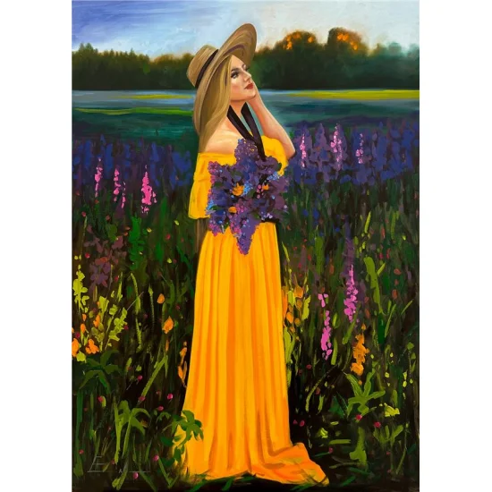 Bahçede Kadın Yağlı Boya Tablosu