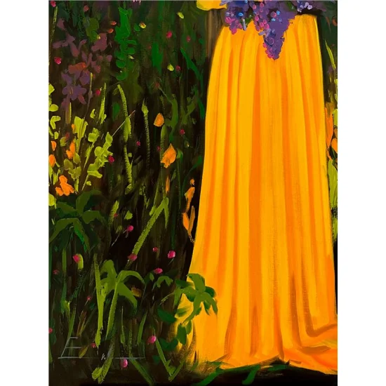 Bahçede Kadın Yağlı Boya Tablosu