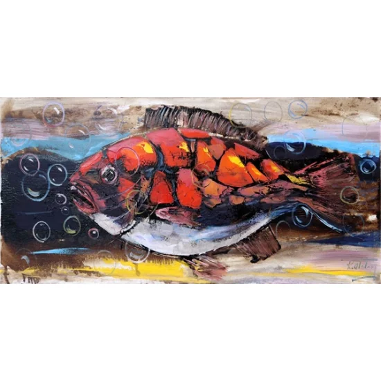 Baloncu Balık Yağlı Boya Tablosu