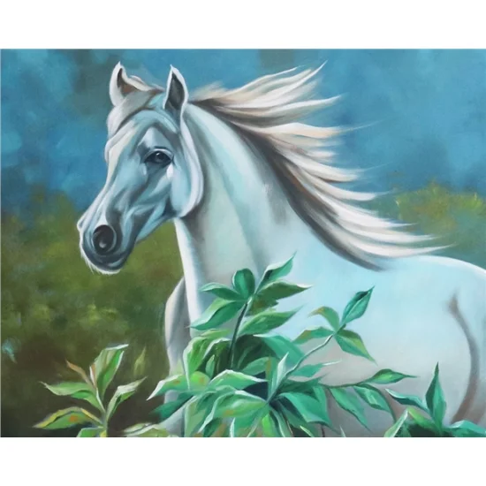 White Horse Free Run Oil Painting