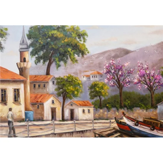 Boğaz Kıyısı Yağlı Boya Tablosu