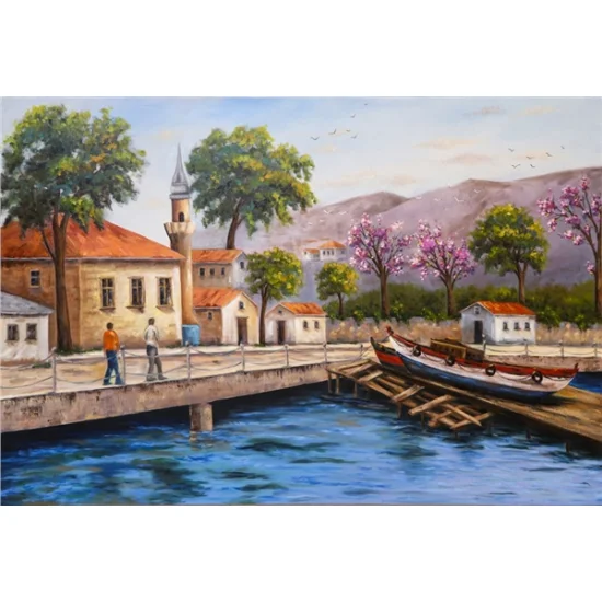 Boğaz Kıyısı Yağlı Boya Tablosu