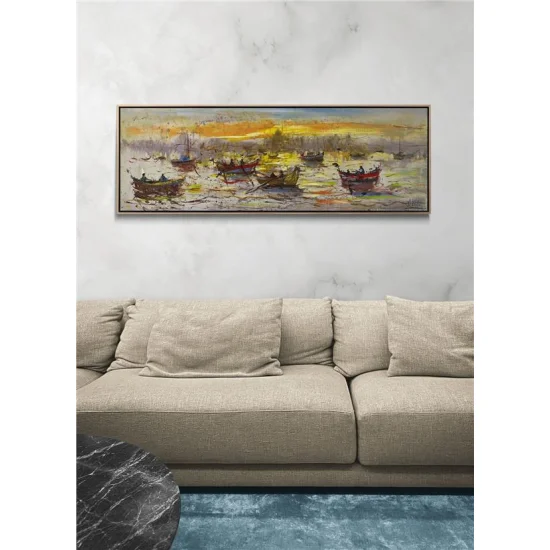 Boğazda Kayıkçıların Dansı Yağlı Boya Tablosu