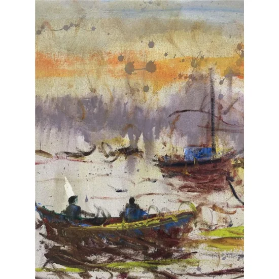 Boğazda Kayıkçıların Dansı Yağlı Boya Tablosu