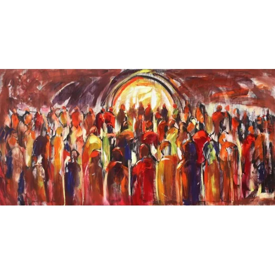 Çarşı Kalabalığı Yağlı Boya Tablosu