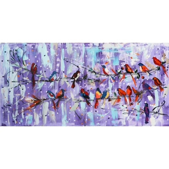 Song of Colorful Birds Oil Painting | Simurg Art Gallery
