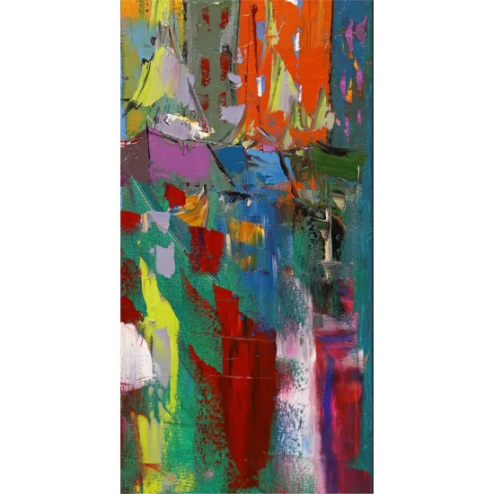 Soyut Şehir Manzarası Yağlı Boya Tablosu