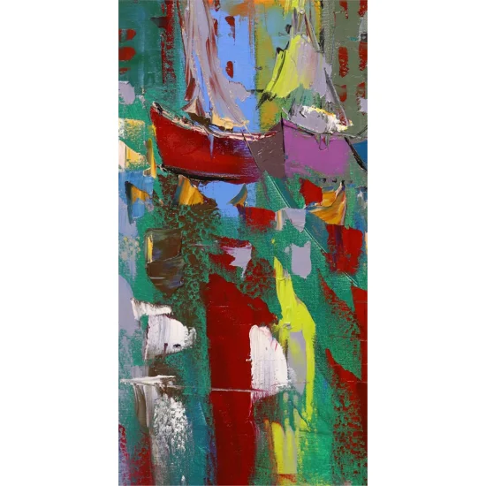 Soyut Şehir Manzarası Yağlı Boya Tablosu