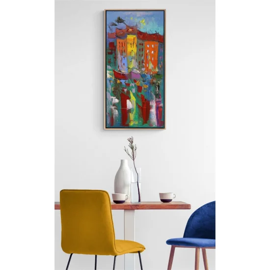 Soyut Şehir Manzarası Yağlı Boya Tablosu