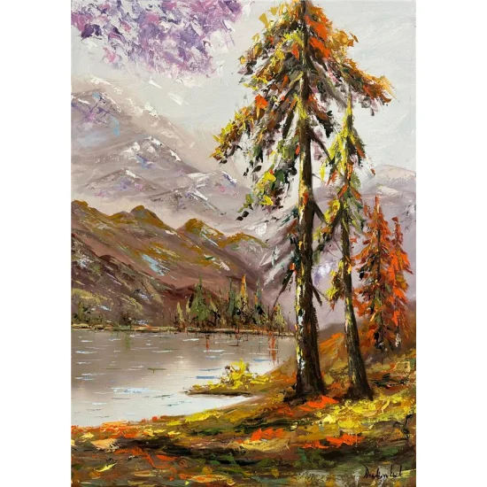 Gölün Kenarında Sessizlik Yağlı Boya Tablosu