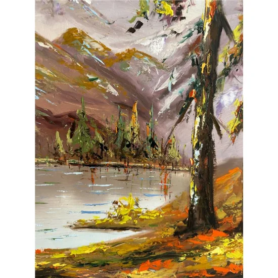 Gölün Kenarında Sessizlik Yağlı Boya Tablosu