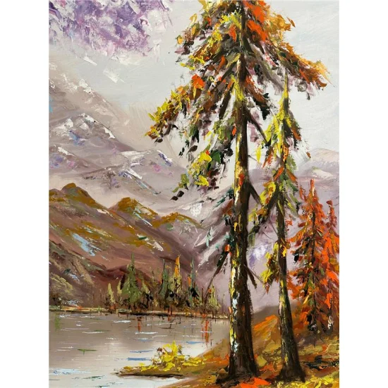 Gölün Kenarında Sessizlik Yağlı Boya Tablosu