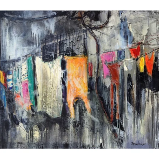 Old Balat Street Oil Painting