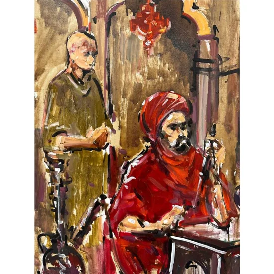 Memories From the Old Coffee House Oil Painting