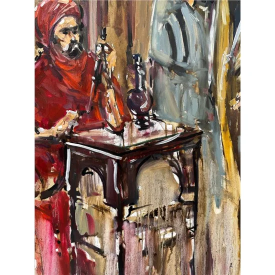 Memories From the Old Coffee House Oil Painting