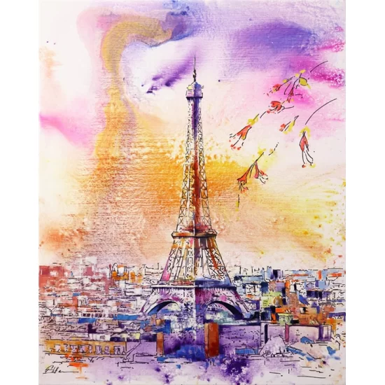 Eiffel Tower Under the Light Oil Painting