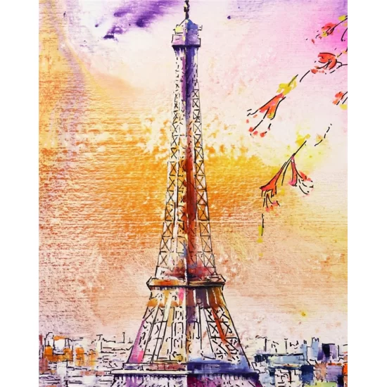 Eiffel Tower Under the Light Oil Painting