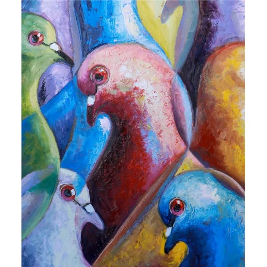 Güvercinlerin Sessiz Şarkısı Yağlı Boya Tablosu