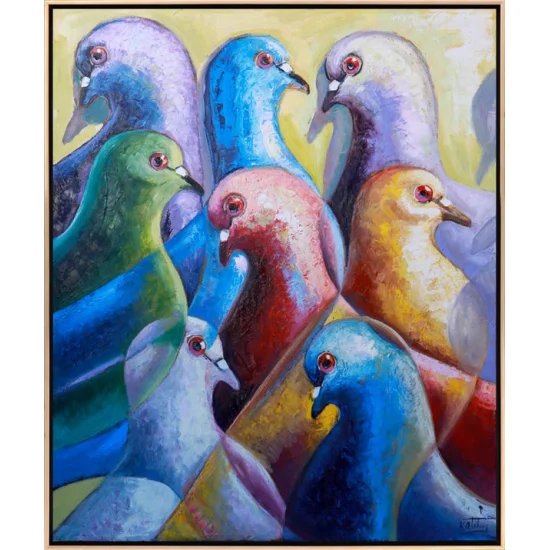 Güvercinlerin Sessiz Şarkısı Yağlı Boya Tablosu