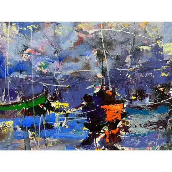 Galata Kulesi Önlerinde Yağlı Boya Tablosu