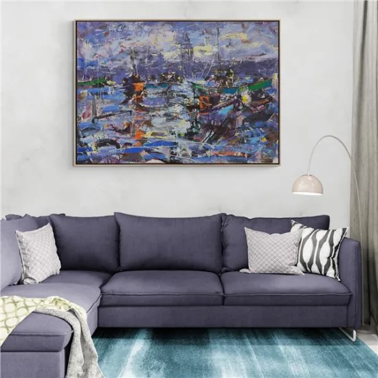 Galata Kulesi Önlerinde Yağlı Boya Tablosu