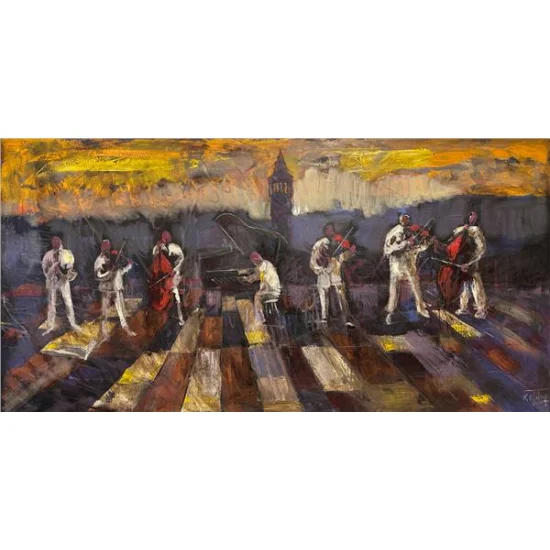 Galata Kulesi Orkestrası Yağlı Boya Tablosu