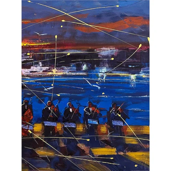 Galata Kulesi Senfonisi Yağlı Boya Tablosu