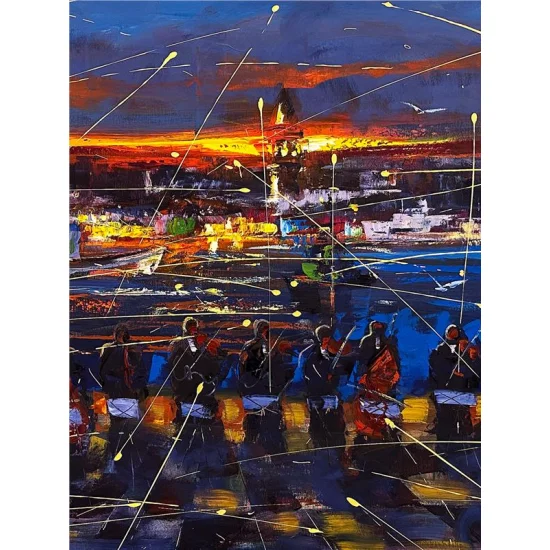 Galata Kulesi Senfonisi Yağlı Boya Tablosu