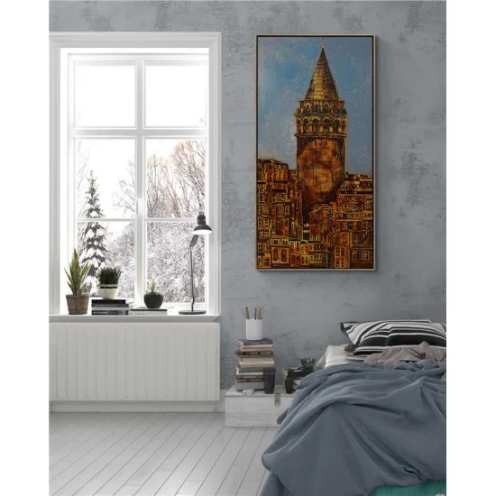 Nostaljik Galata Kulesi Yağlı Boya Tablosu