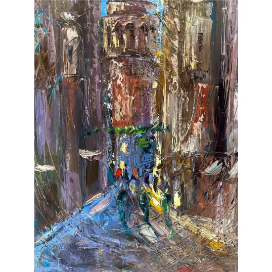 Galatanın Sessiz Sokakları Yağlı Boya Tablosu