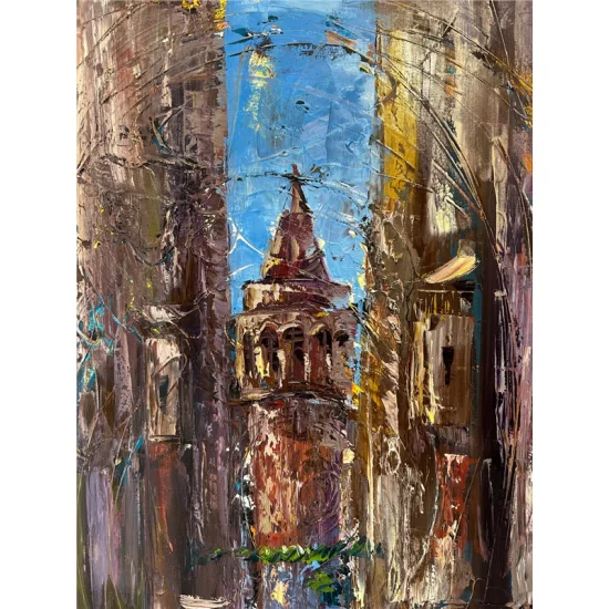 Galatanın Sessiz Sokakları Yağlı Boya Tablosu