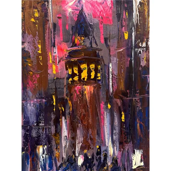 Galata Kulesi Yokuşu Yağlı Boya Tablosu