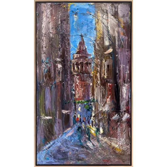Galatanın Sessiz Sokakları Yağlı Boya Tablosu
