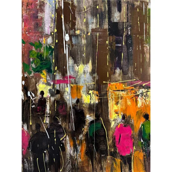 Galata Streets Lovers Oil Painting