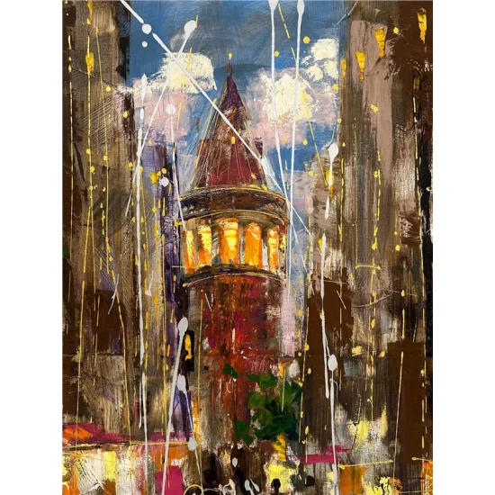Galata Streets Lovers Oil Painting