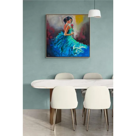 Gül Kokulu Zarif Kadın Yağlı Boya Tablosu