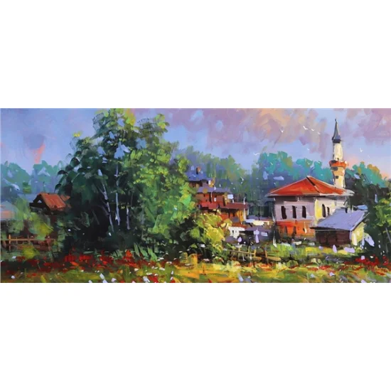 Gurbette Kalan Köyüm Yağlı Boya Tablosu