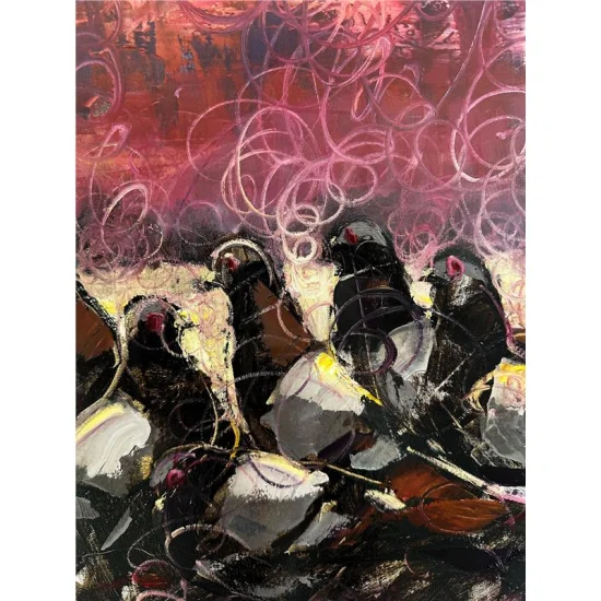 Pigeons in Istanbul Oil Painting