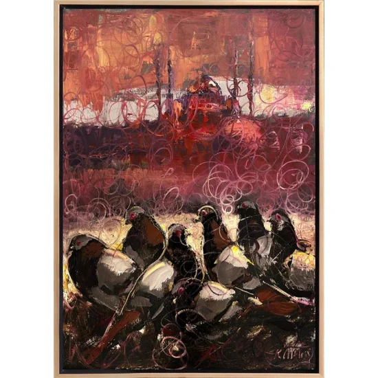 Pigeons in Istanbul Oil Painting