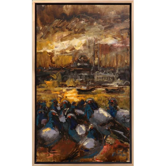 İstanbulun Güvercin İzleri Yağlı Boya Tablosu