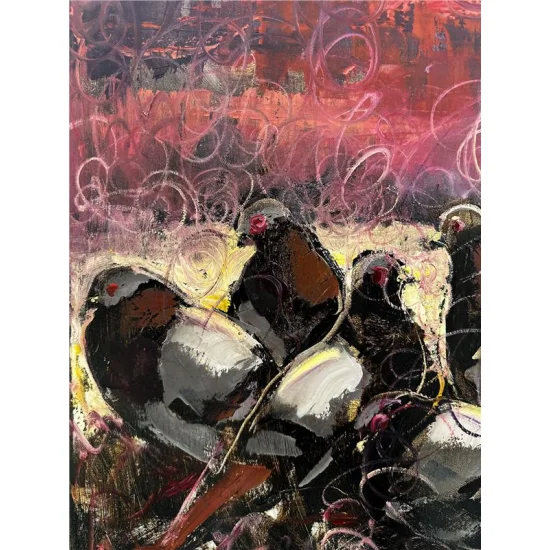 Pigeons in Istanbul Oil Painting