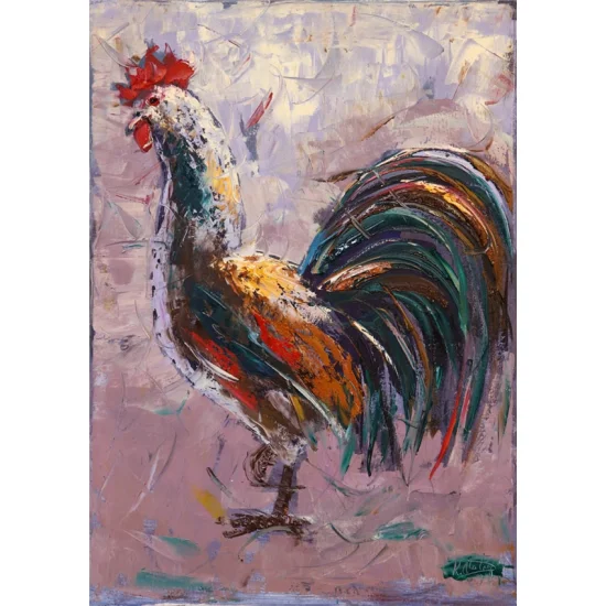 Horozun Sabahki Çağrısı Yağlı Boya Tablosu