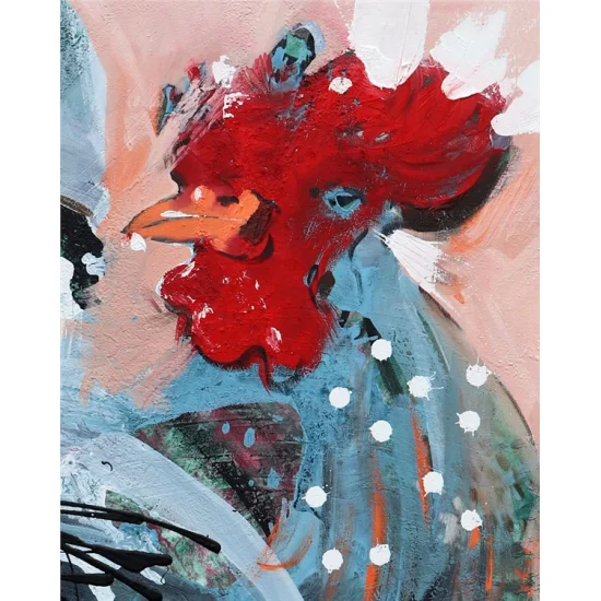 Sabahtan Horoz Çağrısı Yağlı Boya Tablosu