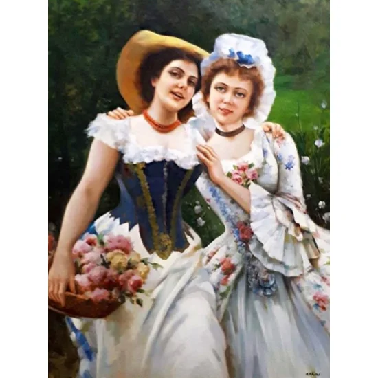 İki İyi Arkadaş Yağlı Boya Tablosu