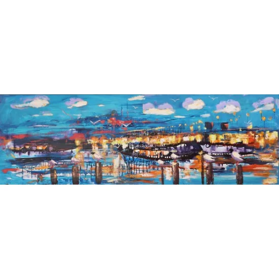 Karaköyde Güvercinler Yağlı Boya Tablosu